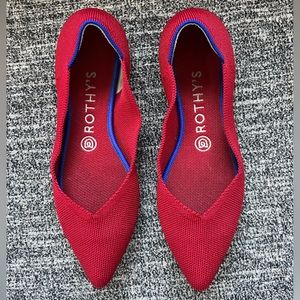 🍎 Red Rothy Pointed Toe Washable Knit Ballet Flats 🍎